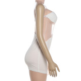 Solid Color Mesh Patchwork Mini Dress GYME-K6D01350A