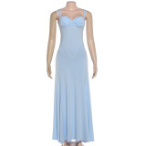 Solid Color Backless Maxi Dress GYME-K6D03508A