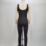 Solid Color Sleeveless Yoga Tight Jumpsuit GPBY-14472