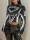 Letter Print Long Sleeve Zipper Tops GYEF-GA380-001