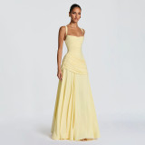 Square Neck Ruched Maxi Dress GYME-K6D03510A