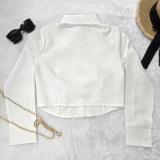 Solid Color Ruched Single Breasted Shirt GPBY-SH827
