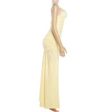 Square Neck Ruched Maxi Dress GYME-K6D03510A