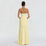 Square Neck Ruched Maxi Dress GYME-K6D03510A