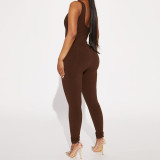 Solid Color Sleeveless Yoga Tight Jumpsuit GPBY-14472