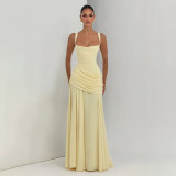 Square Neck Ruched Maxi Dress GYME-K6D03510A