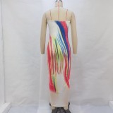Tie Dye Print Backless Tube Top Dress GPBY-14489