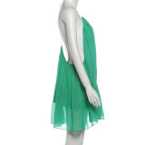 Solid Color V Neck Sleeveless Backless Mini Dress GYME-K6D00187A