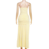 Square Neck Ruched Maxi Dress GYME-K6D03510A