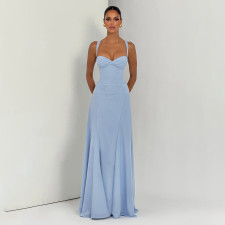 Solid Color Backless Maxi Dress GYME-K6D03508A