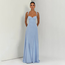 Solid Color Backless Maxi Dress GYME-K6D03508A