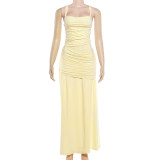 Square Neck Ruched Maxi Dress GYME-K6D03510A