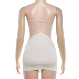 Solid Color Mesh Patchwork Mini Dress GYME-K6D01350A