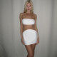 Solid Color Mesh Patchwork Mini Dress GYME-K6D01350A