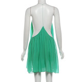 Solid Color V Neck Sleeveless Backless Mini Dress GYME-K6D00187A