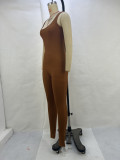 Solid Color Sleeveless Yoga Tight Jumpsuit GPBY-14472