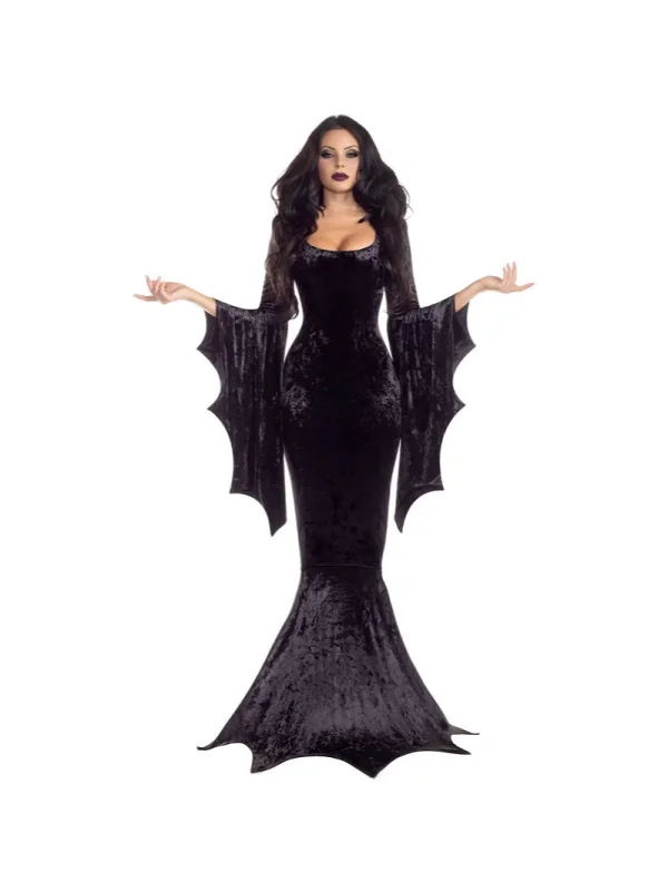 Velour Bat Sleeve Slim Fishtail Dress GYEF-XG091-A2