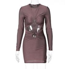 Solid Color Long Sleeve Mini Dress GYEF-GA186