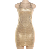 Solid Color Halterneck Bodycon Dress GZJQ-K6D05323A