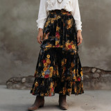 Floral Print High-waisted Tiered Long Skirts GWDS-260162