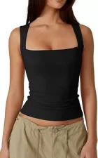 Plus Size Square Neck Solid Color Tank Top GYWO-55002