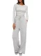Sport Long Sleeve Solid Color Two Piece Pants Set GYWO-8836