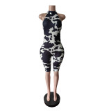 Print Sleeveless Backless Fifth Jumpsuit MEM-88695
