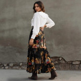 Floral Print High-waisted Tiered Long Skirts GWDS-260162