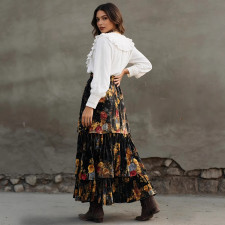 Floral Print High-waisted Tiered Long Skirts GWDS-260162