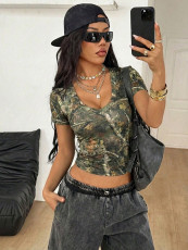 Camouflage Print Short Sleeve T Shirt SH-391489