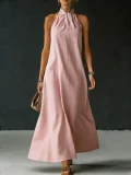 Off Shoulder Solid Color Maxi Dress GYWO-55075
