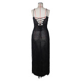 Tassel Knits Sling Beach Maxi Dress ZSD-0347