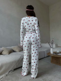 Bell-Sleeve Printed Pants Loungewear 2 Piece Set  GFMC-1815