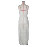 Tassel Knits Sling Beach Maxi Dress ZSD-0347