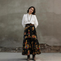 Floral Print High-waisted Tiered Long Skirts GWDS-260162