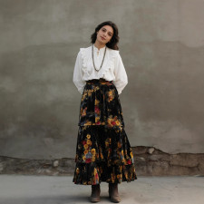 Floral Print High-waisted Tiered Long Skirts GWDS-260162