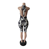 Print Sleeveless Backless Fifth Jumpsuit MEM-88695