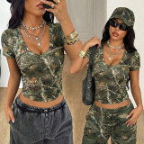 Camouflage Print Short Sleeve T Shirt SH-391489