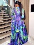 Mesh Print Long Sleeve Maxi Dress ZSD-0777