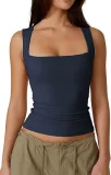 Plus Size Square Neck Solid Color Tank Top GYWO-55002