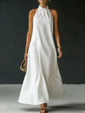 Off Shoulder Solid Color Maxi Dress GYWO-55075
