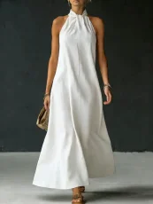 Off Shoulder Solid Color Maxi Dress GYWO-55075