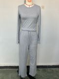 Sport Long Sleeve Solid Color Two Piece Pants Set GYWO-8836