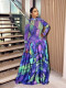 Mesh Print Long Sleeve Maxi Dress ZSD-0777