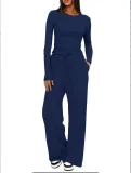 Sport Long Sleeve Solid Color Two Piece Pants Set GYWO-8836