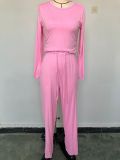 Sport Long Sleeve Solid Color Two Piece Pants Set GYWO-8836