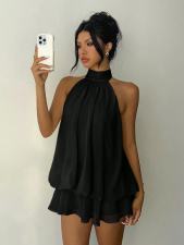 Sexy Backless Solid Color Mini Dress GYWO-55056