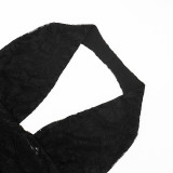 Lace Backless See Through Top Seventh Pants Suit MXBF-J26ST073