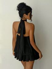 Sexy Backless Solid Color Mini Dress GYWO-55056