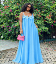 3D Floral Sleeveless Loose Sling Maxi Dress GCYF-2609